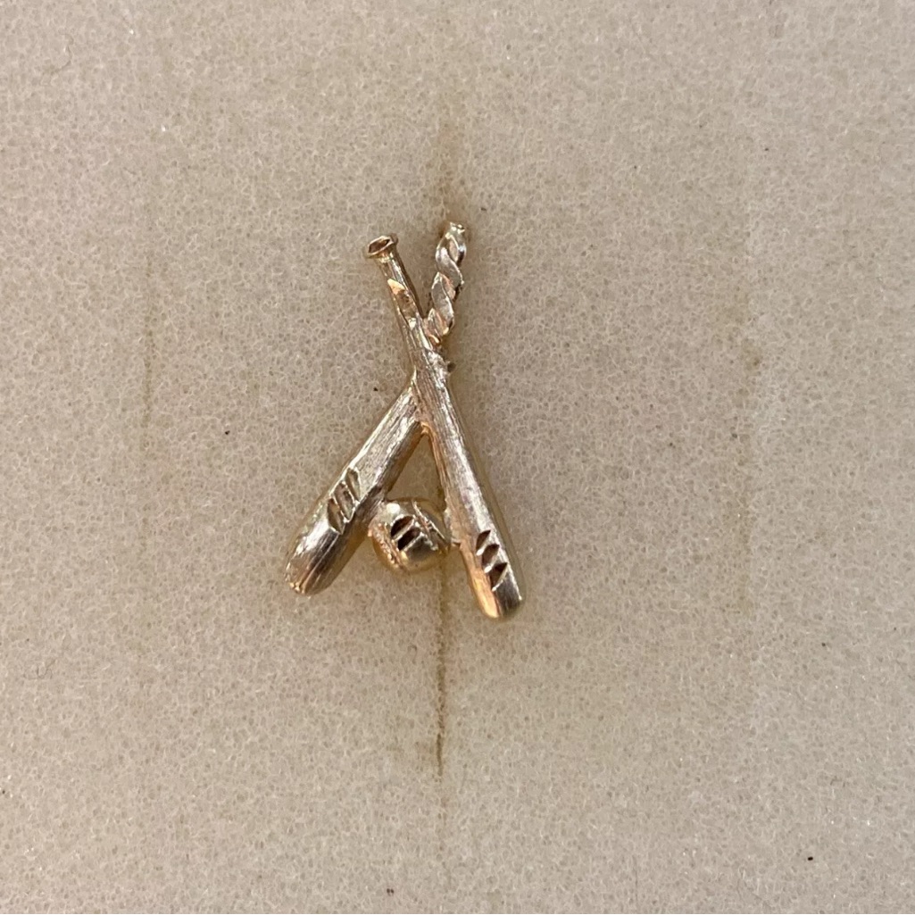 Vintage Michael Anthony 14k Yellow Gold Baseball Bat Charm Pendant Sports 1984
